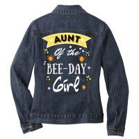 Aunt Of The Bee Day Girl Cute Bee Day Family Party Ladies Denim Jacket | Artistshot