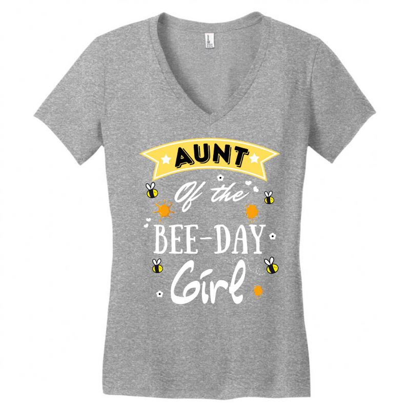 Aunt Of The Bee Day Girl Cute Bee Day Family Party Women's V-neck T-shirt | Artistshot