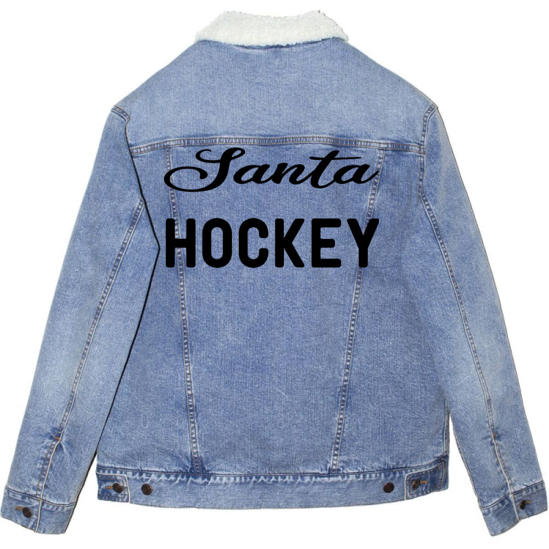 Santa Hockey Funny Stars Unisex Sherpa-lined Denim Jacket | Artistshot