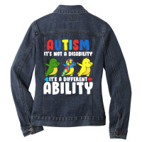 It's Not A Disability Ability Autism Dinosaur Ladies Denim Jacket | Artistshot