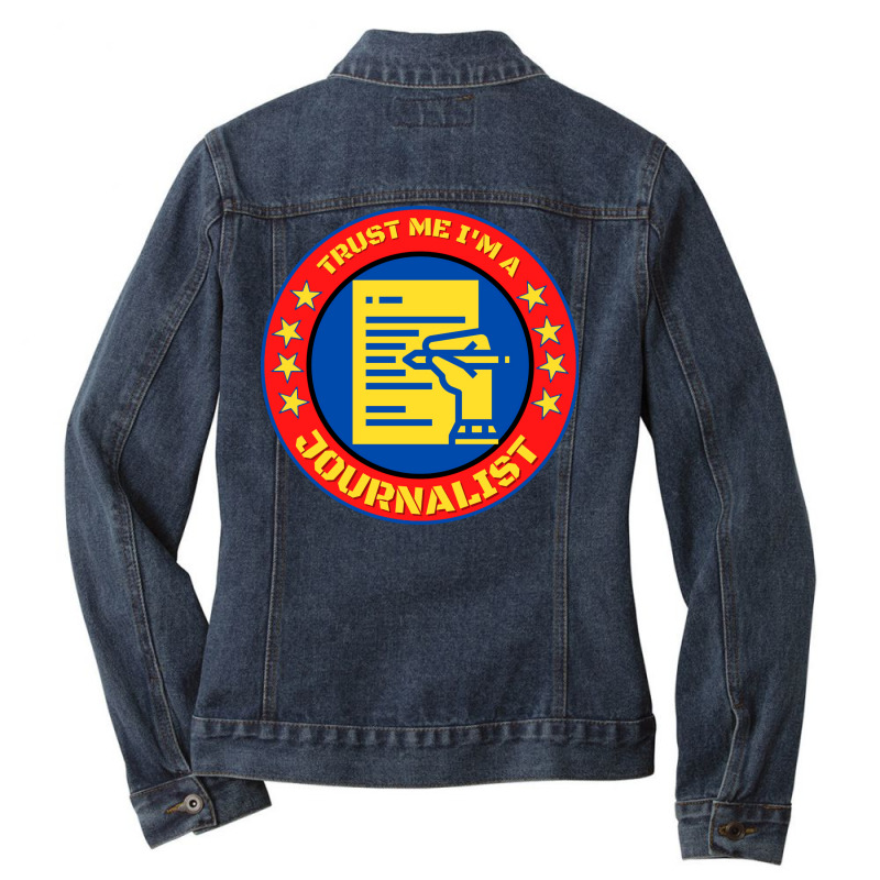 Trust Me Im A Journalist Hipster Ladies Denim Jacket by skaliksijiah | Artistshot