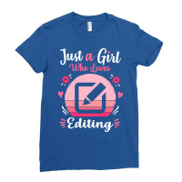 Just A Girl Who Loves Editing Pink Retro Vintage G Ladies Fitted T-shirt | Artistshot