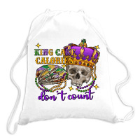 King Cake Calories Don't Count Skull Drawstring Bags | Artistshot