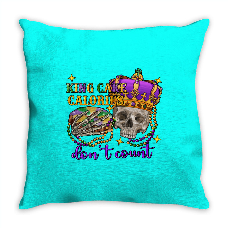 King Cake Calories Don't Count Skull Throw Pillow | Artistshot