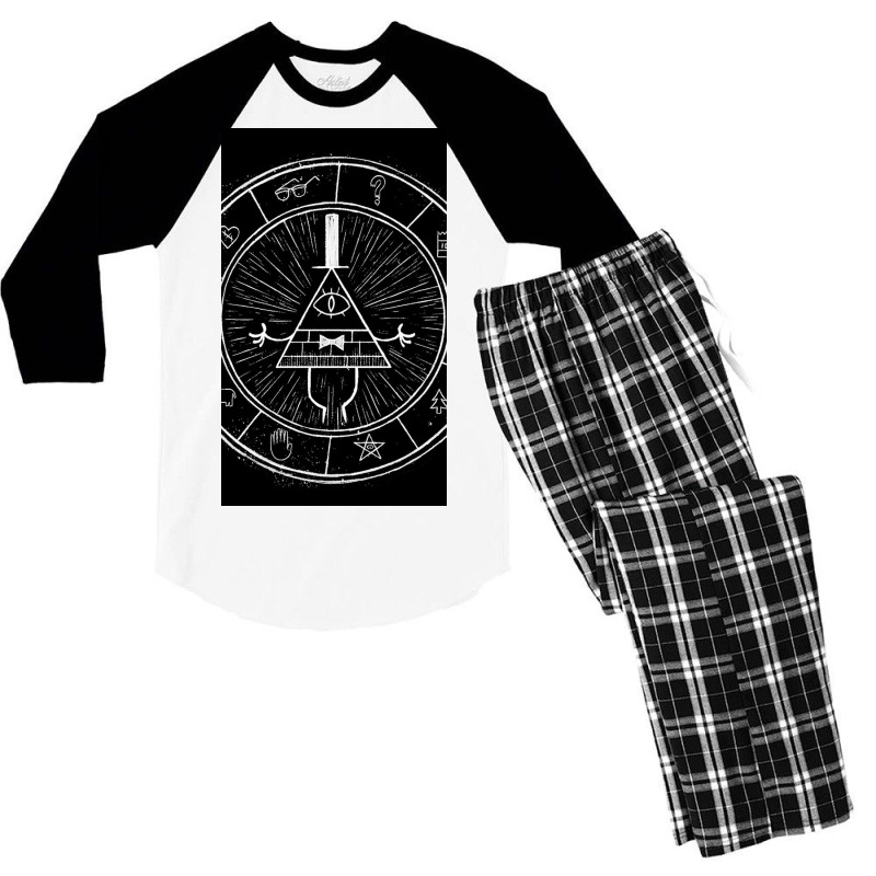 Gravity Falls Bill Cipher   White On Black Men's 3/4 Sleeve Pajama Set by Willihffon | Artistshot