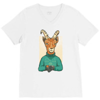 Christmas Gazelle Blue V-neck Tee | Artistshot