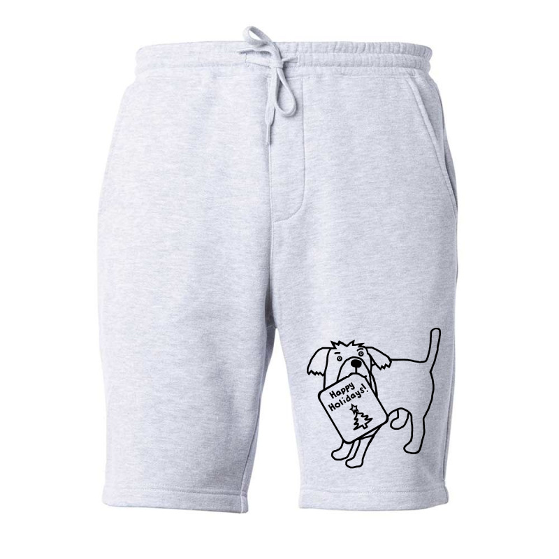 Cute Dog Says Happy Holidays Christmas Minimal Sum Fleece Short by milcicursaki5 | Artistshot