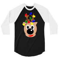 Cute Christmas Reindeer With Christmas Lights Desi 3/4 Sleeve Shirt | Artistshot