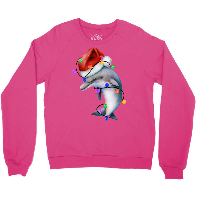 Dolphin Christmas  Cozy Dolphin T  Christmas Light Crewneck Sweatshirt by bonitamella8 | Artistshot