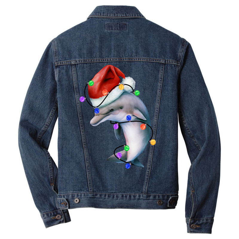 Dolphin Christmas  Cozy Dolphin T  Christmas Light Men Denim Jacket by bonitamella8 | Artistshot