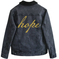 Gold Christmas Hope Minimal Typography Funny Unisex Sherpa-lined Denim Jacket | Artistshot