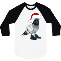 Christmas Pigeon In Santa Hat 3/4 Sleeve Shirt | Artistshot