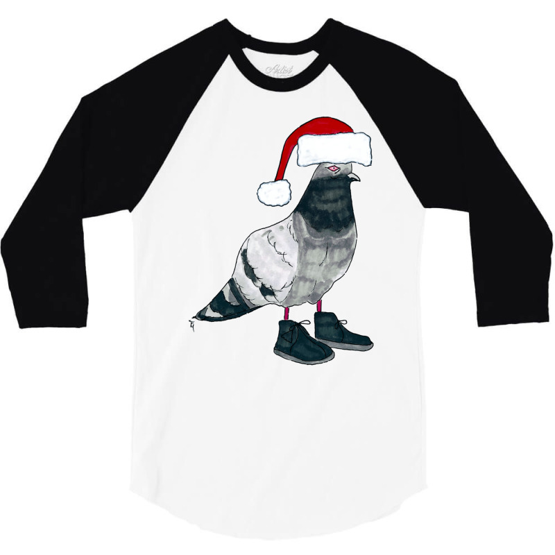 Christmas Pigeon In Santa Hat 3/4 Sleeve Shirt by ceceliodalisc | Artistshot