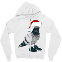 Christmas Pigeon In Santa Hat Zipper Hoodie | Artistshot