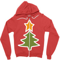 Minimal White Line Christmas Tree Girl Zipper Hoodie | Artistshot