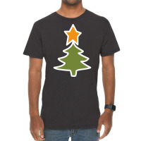 Minimal White Line Christmas Tree Girl Vintage T-shirt | Artistshot