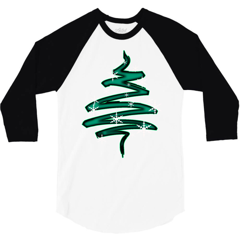 Christmas Tree Abstract With Snowflakes Tumblr 3/4 Sleeve Shirt | Artistshot