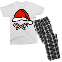 Christmas Santa Hat Skull And Candy Cane Crossbone Men's T-shirt Pajama Set | Artistshot