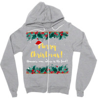 Merry Christmas Hipster Zipper Hoodie | Artistshot