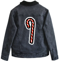 A Candy Cane For Christmas Minimal Art Aesthetic Unisex Sherpa-lined Denim Jacket | Artistshot