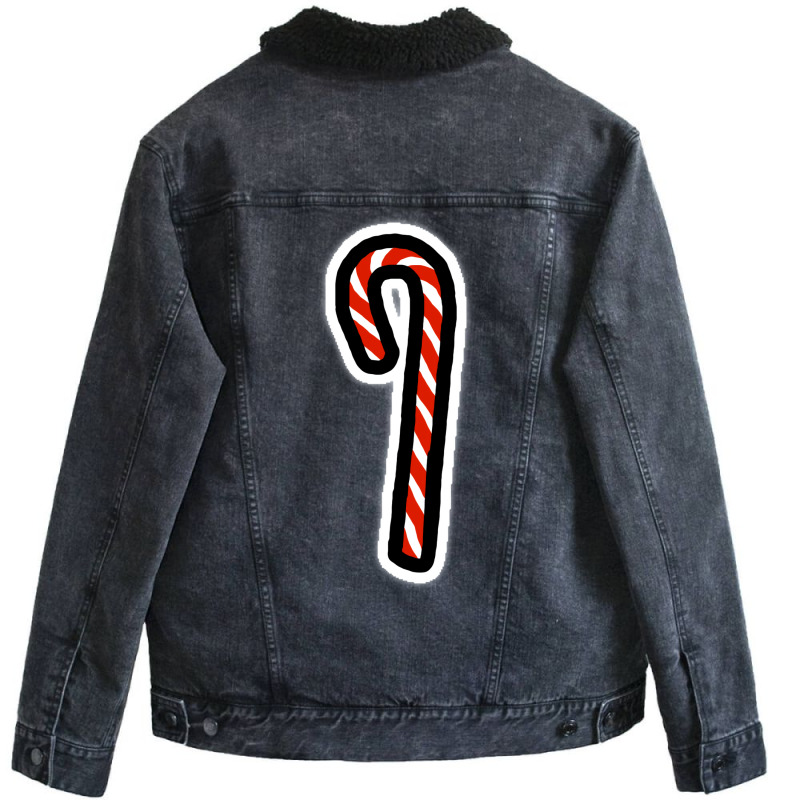 A Candy Cane For Christmas Minimal Art Aesthetic Unisex Sherpa-Lined Denim Jacket by foxalltorperg | Artistshot