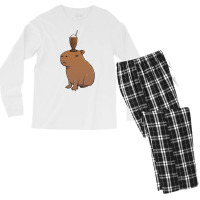 Capybara With A Chocolate Milkshake On Its Head Tu Men's Long Sleeve Pajama Set | Artistshot