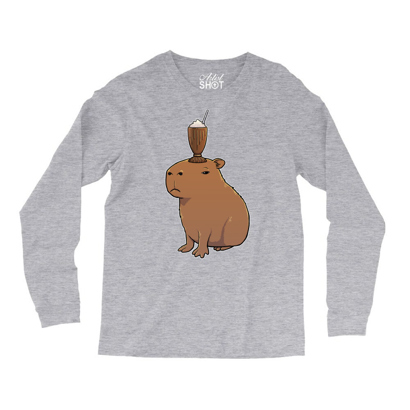 Capybara With A Chocolate Milkshake On Its Head Tu Long Sleeve Shirts by deleunavaniv | Artistshot