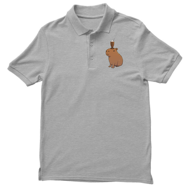 Capybara With A Chocolate Milkshake On Its Head Tu Men's Polo Shirt by deleunavaniv | Artistshot