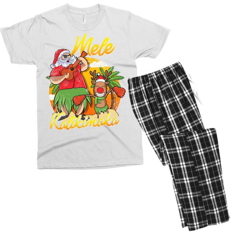 Mele Kalikimaka Santa Hawaiian Christmas In July H Men's T-shirt Pajama Set | Artistshot