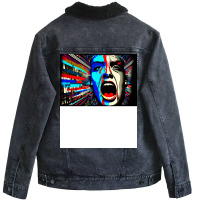 Screaming In Colour Abstract Art Unisex Sherpa-lined Denim Jacket | Artistshot