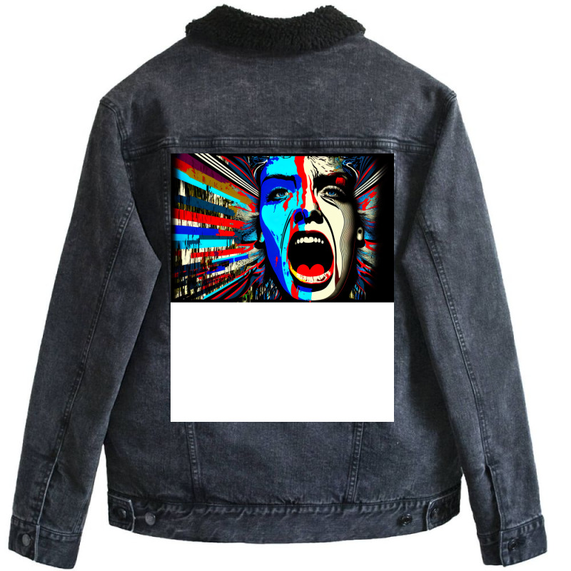 Screaming In Colour Abstract Art Unisex Sherpa-lined Denim Jacket | Artistshot