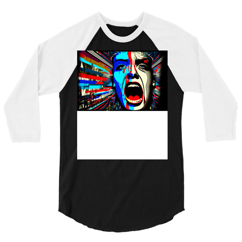 Screaming In Colour Abstract Art 3/4 Sleeve Shirt | Artistshot