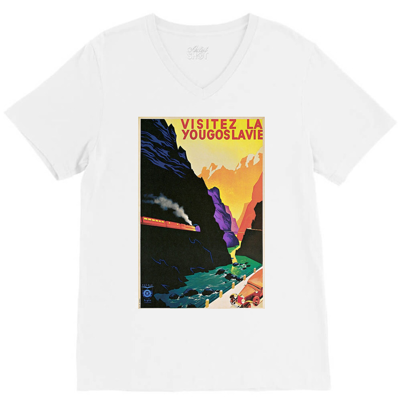 Vintage Visit Yugoslavia Travel V-neck Tee | Artistshot