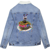 Chocolate Cake Cat Funny Unisex Sherpa-lined Denim Jacket | Artistshot