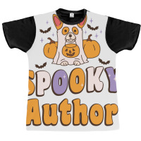 Spooky Author Halloween Costume Dog Blue Graphic T-shirt | Artistshot