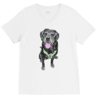 Stacey The Black Lab Hippie V-neck Tee | Artistshot