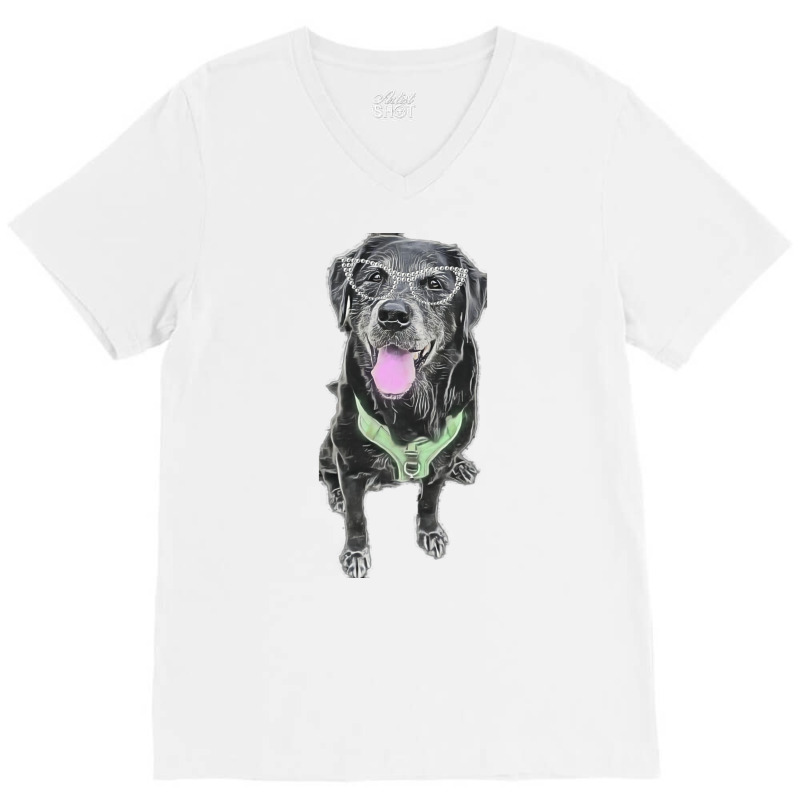 Stacey The Black Lab Hippie V-Neck Tee by alheklupsm | Artistshot