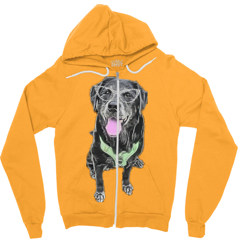 Stacey The Black Lab Hippie Zipper Hoodie by alheklupsm | Artistshot