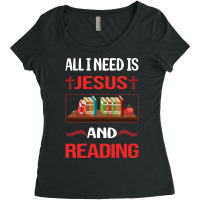 Funny Jesus Reading Book Books Green Women's Triblend Scoop T-shirt | Artistshot