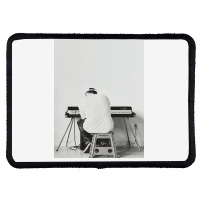 Black And White Mac Playing Piano Rectangle Patch | Artistshot