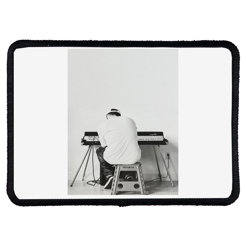 Black And White Mac Playing Piano Rectangle Patch | Artistshot