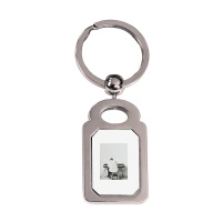 Black And White Mac Playing Piano Silver Rectangle Keychain | Artistshot