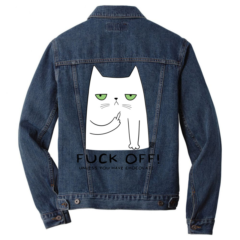 Fuck Off Cat Green Men Denim Jacket by sokhimnaxxary | Artistshot