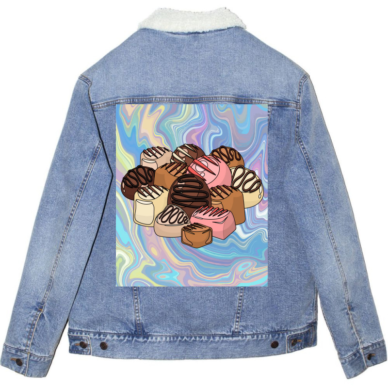 Sweet Temptation Surprise Chocolate Travel Gift Unisex Sherpa-lined Denim Jacket | Artistshot