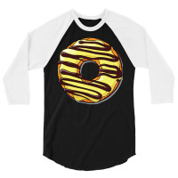 Yellow Donut Doughnut Chocolate Icing Frosting Gir 3/4 Sleeve Shirt | Artistshot