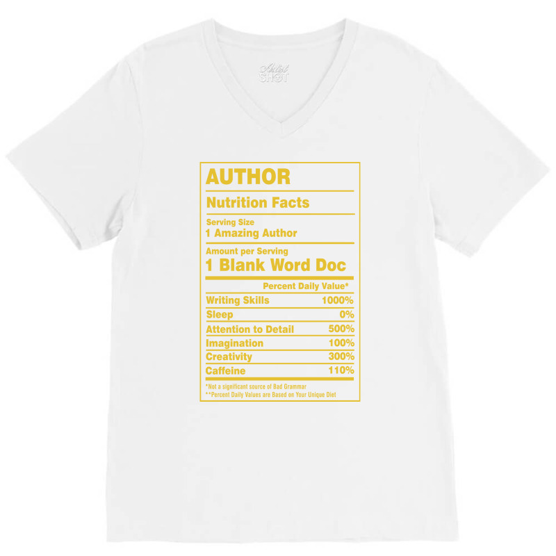 Nutrition Facts Author Girl V-Neck Tee by waldauitaliu | Artistshot