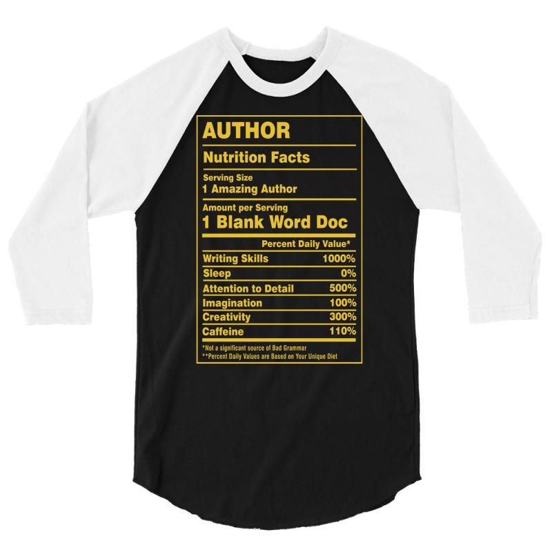 Nutrition Facts Author Girl 3/4 Sleeve Shirt by waldauitaliu | Artistshot