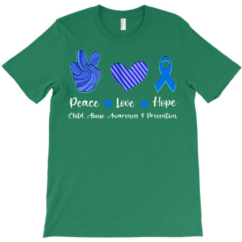 Peace Love Hope Child Abuse Awareness Blue Ribbon T-Shirt by lenainplongo2 | Artistshot