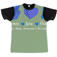 Peace Love Hope Child Abuse Awareness Blue Ribbon Graphic T-shirt | Artistshot