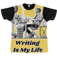 Writing Is My Life Retro Illustration Design For T Graphic T-shirt | Artistshot